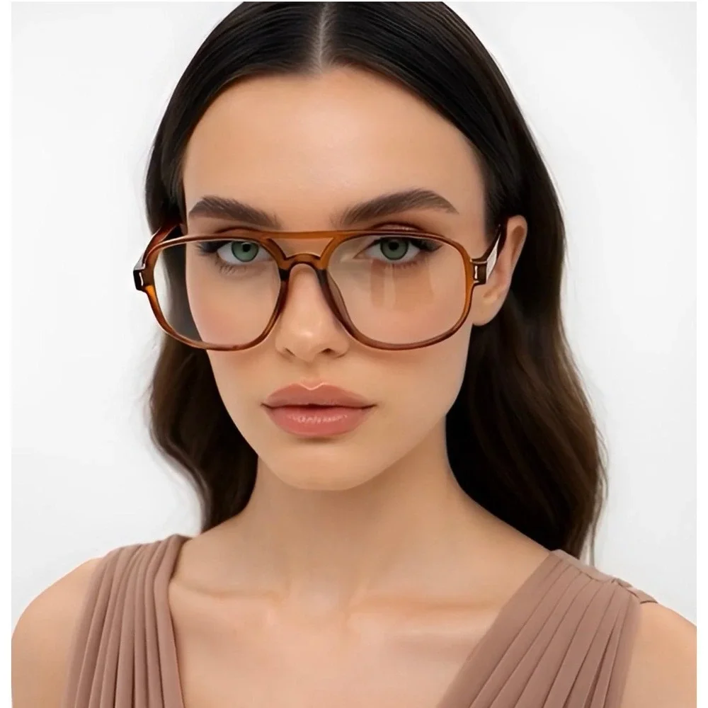 Orange Aviator Sunglasses Gradient Lenses Oversized Retro Style Women Lentes New